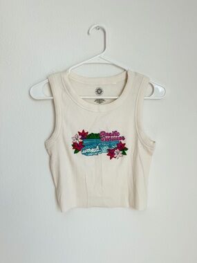 Summer White Floral Graphic Tank Top